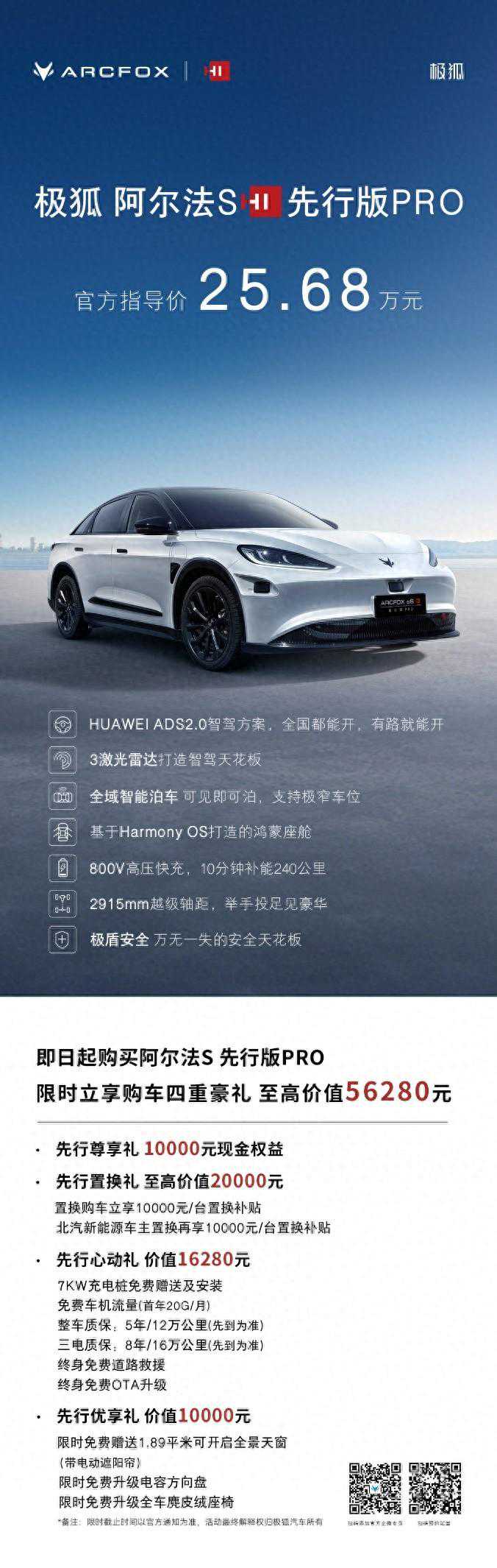 极狐阿尔法S先行版PRO让高阶智驾触手可及，优惠后售24.68万元